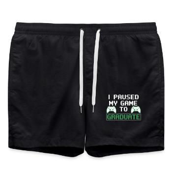 Funny Gamer Graduation Saying - Swim Trunks - black - Front - AI Model Male 185 light (185cm)
