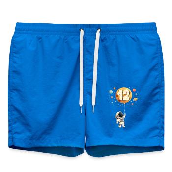 Cute Astronaut 12th Birthday Boy Outer Space - Swim Trunks - cobalt blue - Front