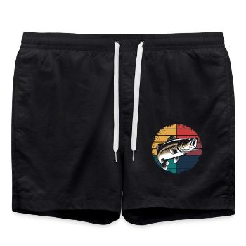 Retro Bass Fish Largemouth Bass Fishing Fisherman - Badeshorts - Schwarz - Vorne - AI Model Male 185 light (185cm)