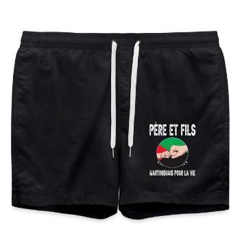 père fils papa martiniquais martinique fête pères - Short de bain - noir - Devant - AI Model Male 185 light (185cm)