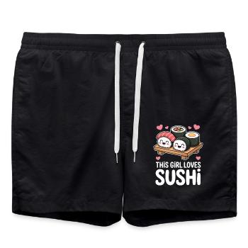 Sushi Japan Girl Funny Kawaii Sushi Gift - Swim Trunks - black - Front - AI Model Male 185 light (185cm)