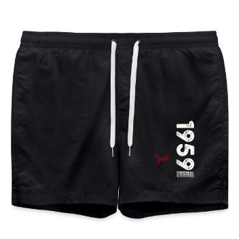 66th Birthday Original June Born 1959 - Swim Trunks - black - Front - AI Model Male 185 light (185cm)