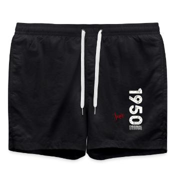 75. Geburtstag Original Juni Jahrgang 1950 - Badeshorts - Schwarz - Vorne - AI Model Male 185 light (185cm)
