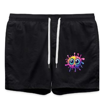 Coloré étonné éclaboussure de couleur - Short de bain - noir - Devant - AI Model Male 185 light (185cm)