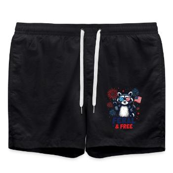 Raton laveur sauvage et gratuit rouge blanc sauvage 4 juillet - Short de bain - noir - Devant - AI Model Male 185 light (185cm)