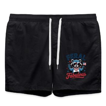 Waschbär Wild & Frei Rot Weiß Und Wild - Badeshorts - Schwarz - Vorne - AI Model Male 185 light (185cm)
