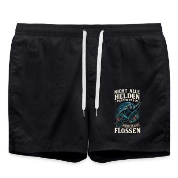 Not all heroes wear capes, fins, divers - Swim Trunks - black - Front - AI Model Male 185 light (185cm)