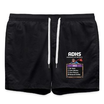 TDAH Superpower - Chemise de héros Side-Quest - Short de bain - noir - Devant - AI Model Male 185 light (185cm)