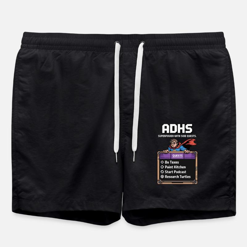 ADHD Superpower – Side-Quest Hero Shirt - Swim Trunks - black