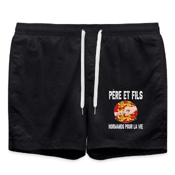 père et fils papa normand normandie fête des pères - Short de bain - noir - Devant - AI Model Male 185 light (185cm)