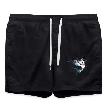 Torn Cheshire Cat – Dark Nightmare Gaze - Swim Trunks - black - Front - AI Model Male 185 light (185cm)