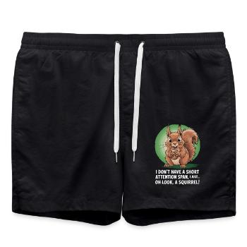 ADHS? Oh schau, ein Eichhörnchen! - Badeshorts - Schwarz - Vorne - AI Model Male 185 light (185cm)