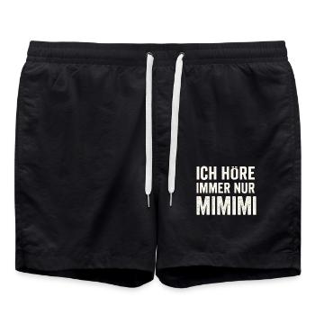 I only hear Mimimi – saying - Swim Trunks - black - Front - AI Model Male 185 light (185cm)