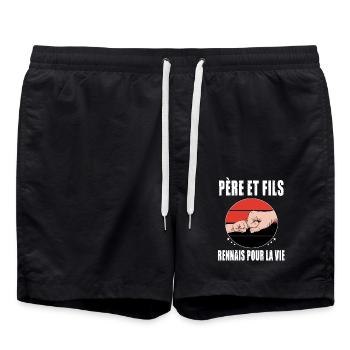 père et fils papa rennes rennais fête des pères - Short de bain - noir - Devant - AI Model Male 185 light (185cm)