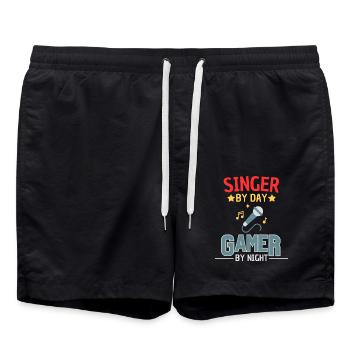 Chanteur et gamer prononçant de l’humour gamer - Short de bain - noir - Devant - AI Model Male 185 light (185cm)