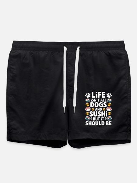 Sushi Hunde Japan Lustiges Kawaii Sushi Geschenk - Badeshorts - Schwarz