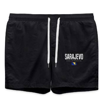 Sarajevo, Bosnia and Herzegovina - Swim Trunks - black - Front - AI Model Male 185 light (185cm)