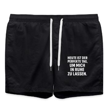 Leave Alone – Dicton de la journée parfaite - Short de bain - noir - Devant - AI Model Male 185 light (185cm)