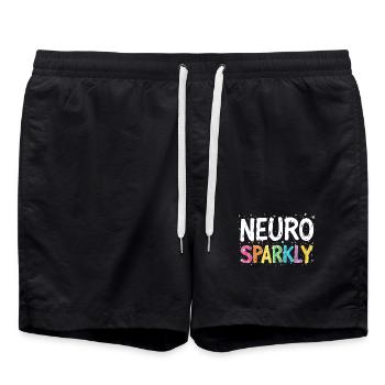 Neuro Sparkly Rainbow Colors Variety and - Swim Trunks - black - Front - AI Model Male 185 light (185cm)