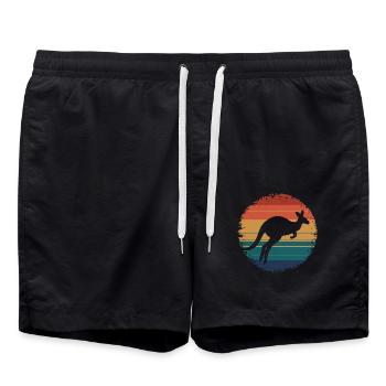 Retro Vintage Kangaroo Animal Lover Wildlife - Badeshorts - Schwarz - Vorne - AI Model Male 185 light (185cm)
