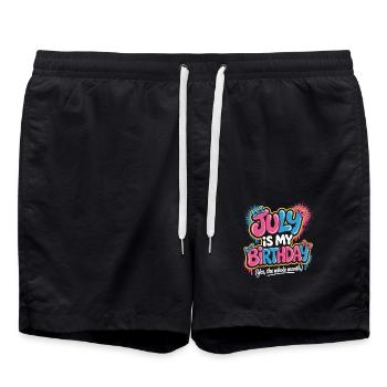 Birthday in July - Swim Trunks - black - Front - AI Model Male 185 light (185cm)