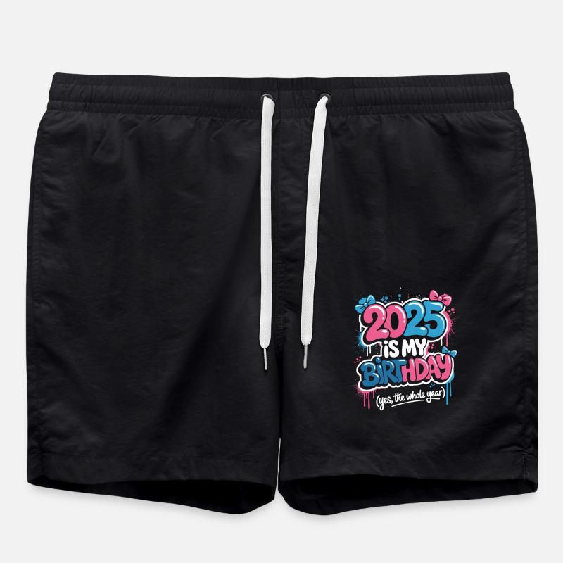 2025 Geburtstag das ganze Jahr - Badeshorts - Schwarz