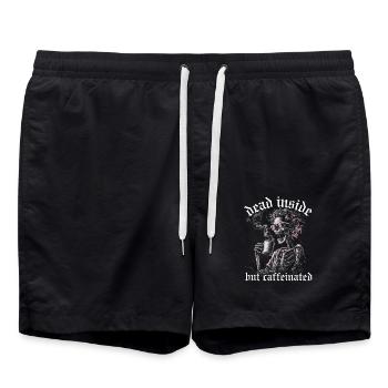 Dead Inside But Caffeinated Kaffee Spruch Frau - Badeshorts - Schwarz - Vorne - AI Model Male 185 light (185cm)