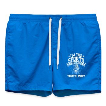 Funny Sports Announcer - Swim Trunks - cobalt blue - Front