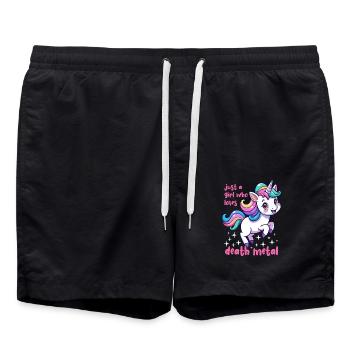 Einhorn - Just a girl who loves death metal - Swim Trunks - black - Front - AI Model Male 185 light (185cm)