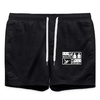 Skydiver My Problem My Pictogram Dad Parachutist - Badeshorts - Schwarz - Vorne - AI Model Male 185 light (185cm)