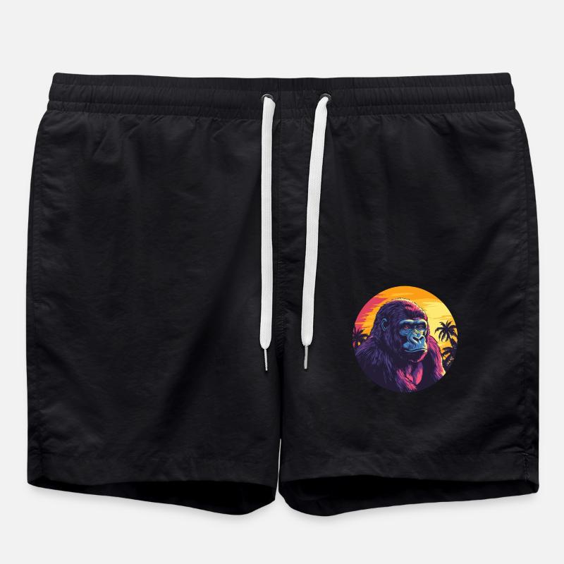 Gorilla at sunset - Swim Trunks - black