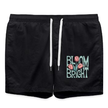 Floraison Tulipes Lumineuses Illustration Printemps - Short de bain - noir - Devant - AI Model Male 185 light (185cm)