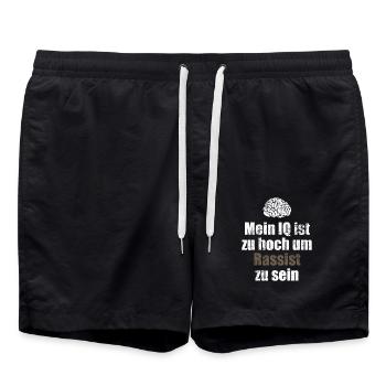Mein IQ ist zu hoch um Rassist zu sein - Spruch - Badeshorts - Schwarz - Vorne - AI Model Male 185 light (185cm)