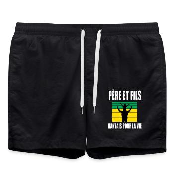 père et fils papa supporter nantais nantes - Short de bain - noir - Devant - AI Model Male 185 light (185cm)