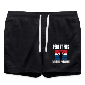 père et fils papa supporter parisien paris - Short de bain - noir - Devant - AI Model Male 185 light (185cm)