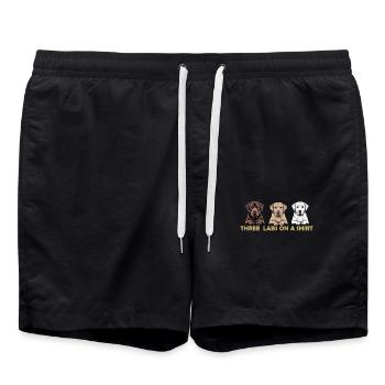 Trois labos sur une chemise – Trio de labradors retrievers - Short de bain - noir - Devant - AI Model Male 185 light (185cm)