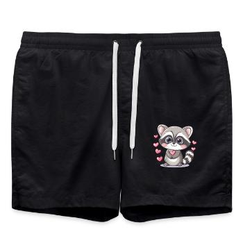 Raton laveur avec cœur - Short de bain - noir - Devant - AI Model Male 185 light (185cm)