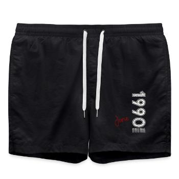 35th Birthday Gift Husband Original June 1990 - Swim Trunks - black - Front - AI Model Male 185 light (185cm)