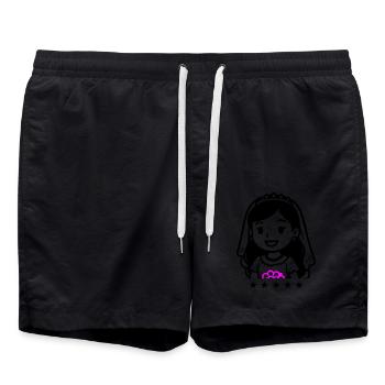 Bande dessinée de mariée - Short de bain - noir - Devant - AI Model Male 185 light (185cm)