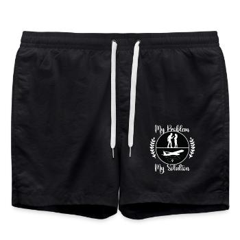 Flight Instructor My Problem My Pictogram Mom Dad - Swim Trunks - black - Front - AI Model Male 185 light (185cm)