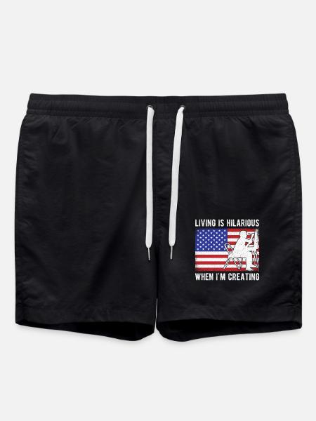 Funny Art Painter I`d Living Hilarious Creating - Badeshorts - Schwarz