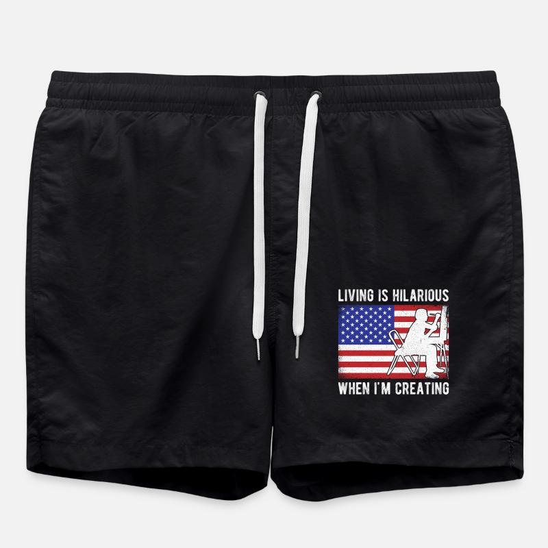 Funny Art Painter I`d Living Hilarious Creating - Badeshorts - Schwarz