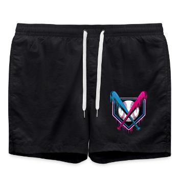 Baseball Leidenschaft Neon Stil - Badeshorts - Schwarz - Vorne - AI Model Male 185 light (185cm)