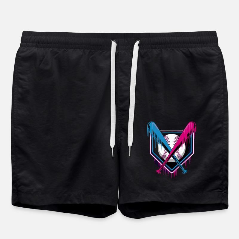 Baseball Passion Neon Style - Swim Trunks - black