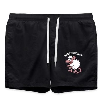 Rattenschaf - Wortspiel mit Ratte und Schaf - Badeshorts - Schwarz - Vorne - AI Model Male 185 light (185cm)