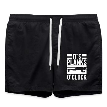 Gym Junkies It´s Planks O´Clock Calisthenics - Badeshorts - Schwarz - Vorne - AI Model Male 185 light (185cm)