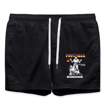 German Fußballspielerin Shirt: Faulspiel mit Folge - Badeshorts - Schwarz - Vorne - AI Model Male 185 light (185cm)