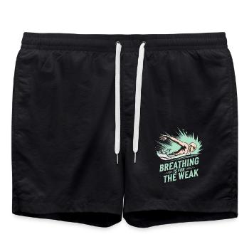 Breathing Is For The Weak Schwimmer Motto - Swim Trunks - black - Front - AI Model Male 185 light (185cm)