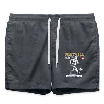 Schweizer Frauenfußball Shirt: Emotion am Ball - Badeshorts - Anthrazit - Vorne - AI Model Male 185 light (185cm)