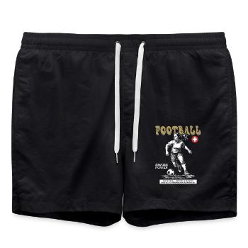 Swiss Fußballspielerin Shirt: Training mit Stil - Badeshorts - Schwarz - Vorne - AI Model Male 185 light (185cm)